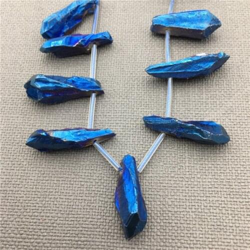 MY0120 Rough Crystal Quartz Point Beads, Raw stick Quartz Crystal Point Beads Strand,Titanium Quartz Nugget Point