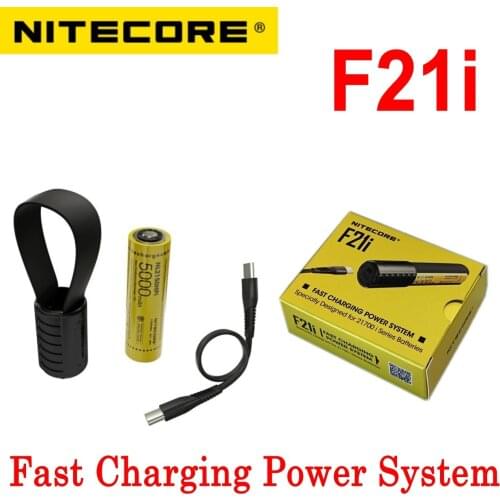 NITECORE F21i 18W Fast Charge 2-in-1 Battery Charger Power Bank Portable EDC for 21700 i Series Battery, USB-C Charging Cable