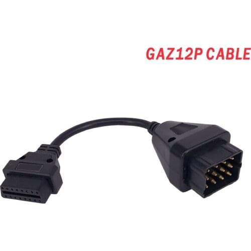 Professtional For Russia cars GAZ 12Pin to 16pin OBD2 Car diagnostic tool adapter cable for GAZ 12 pin cables for delphis