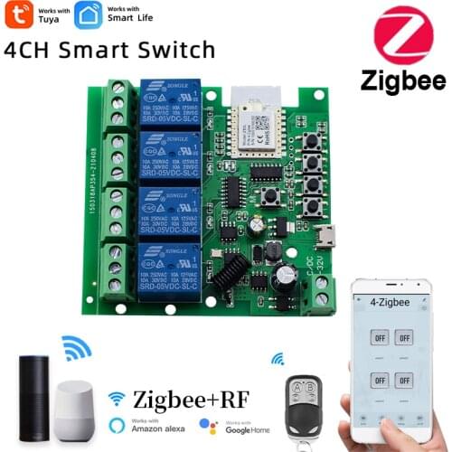 DC 12V 24V 4CH 4 CH Zigbee RF Remote Control Light Switch 10A Relay Output Radio Receiver Module+Transmitter garage door opener