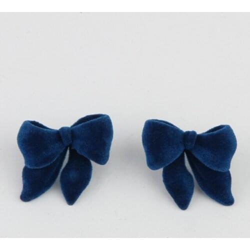 Multicolor Flocked Velvet Bow Stud Earrings Simple Vintage Hepburn Earrings for Women Girls Jewelry Gifts 40661