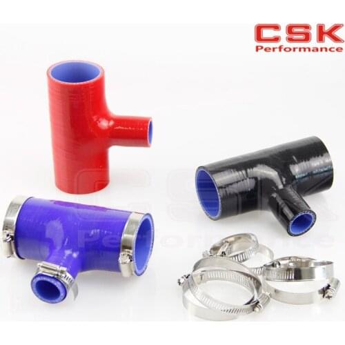 SILICONE HOSE T-Piece T SHAPE 60mm 2.36" for 25mm ID BOV 3 way+Clamps