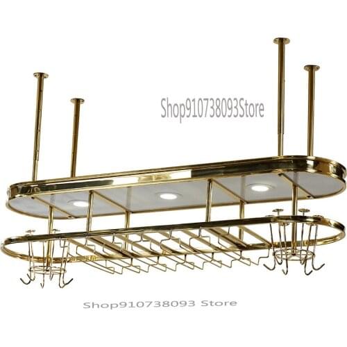 Red Wine Glass Rack Upside Down Household Bar Hanger High Foot Glass Rack Wine Cabinet Light Luxury Stainless Steel Hanging Wine