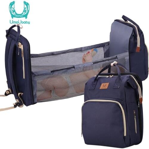 Umaubaby Mommy Baby Diaper Bag Bed Portable Folding Crib Mom Travel Backpack For Stroller Nappy Bag Maternity Care Nursing Bags