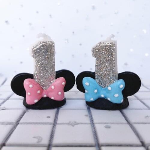 Happy Birthday Cake Candles Number 1 Bowknot Number Candles Birthday Candle Cake Topper Decoration for Party Kids Adults Gift