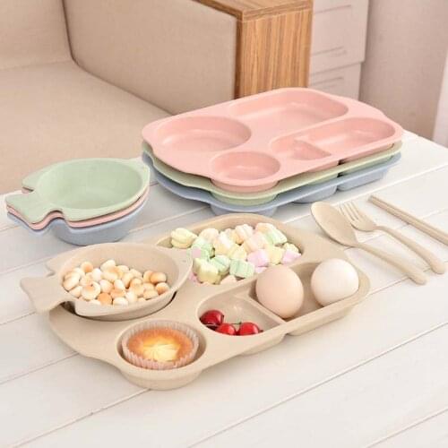 5Pcs Baby Dishes Cute Cartoon Kids Plastic Rice Bowl Lovely Eco-friendly Fruit Plate Dish Tableware Baby Lunch Bowl Baby Feeding