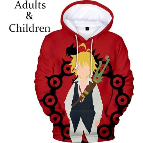 Suitable 3D meliodas boys girls Red Hoodies Sweatshirt Hot Fashion Men women Autumn Harajuku 3D Hoodie casual Kid pullovers Tops