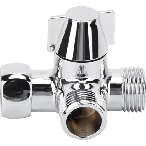 G1/2" Shower Three-way Connector T-shaped Adapter Adjustable Water Diverter Valve Toilet Bidet Water Separator Faucet Splitter
