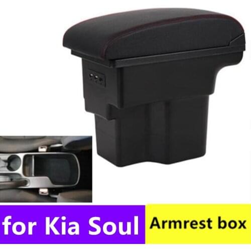 For Kia Soul armrest box universal car center console caja modification accessories double raised with USB