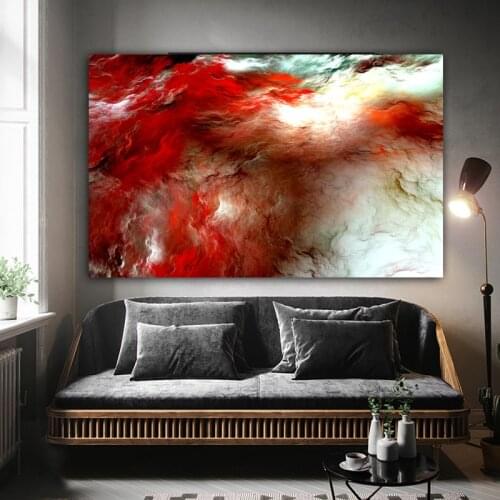 Wangart large size red cloud sky Oil Painting Wall Picture For Living Room Canvas Modern Art Poster And Print