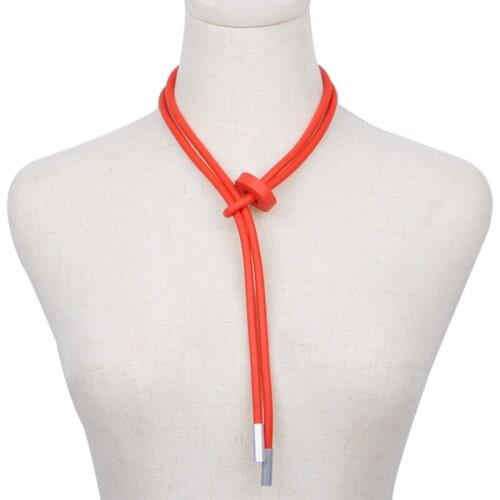 YD&YDBZ 7 Color Simple Necklaces Women Handmade Rubber Long Pendant Necklace Adjustable Chain Jewelry Punk Clothing Accessories