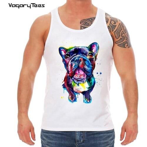 Funny English French Bulldog men tank top hip hopretro 80s cool Harajuku brand undershirt funny Tumblr tops
