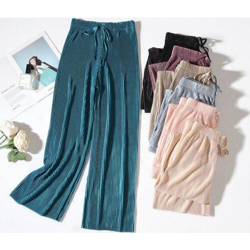 Women Pants Womens Spring And Summer Loose Chiffon Casual Ankle-Length Pants Pantalones De Mujer