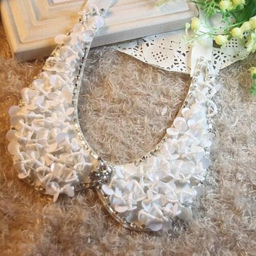 Sale At A Loss 2018 Fashion New Hot Crystal Sequin Detachable Collar Women Solid black Hand-made Collar Wholesale Freeshipping