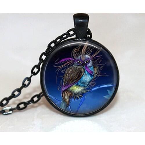 2021 New Hot Sale Alloy Painted Owl Time Glass Necklace Fashion Pendant Necklace Sweater Chain For Women Gothic Gift