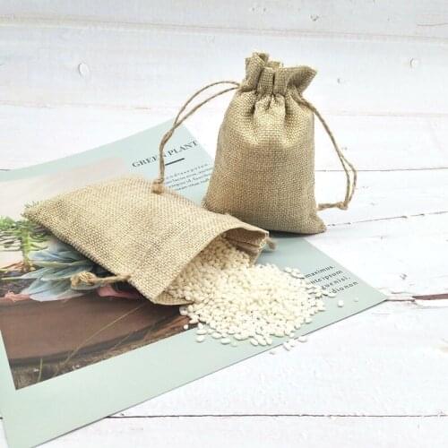 10pcs Burlap Gift Bag Burlap Bags with Drawstring Jewelry Pouch Jute Hessian Sack Packing Storage Linen bags for Wedding Party