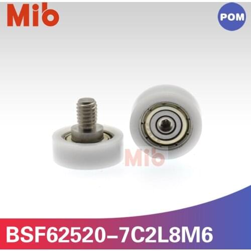 10PCS/lot Stainless Steel M6 thread plastic flat type out diameter 20mm sliding drawer wheel shaft screw roller BSF62520-7C2L8M6