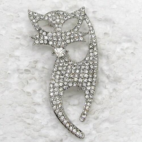 12pcs/lot Wholesale Fashion brooch Rhinestone Cat Pin brooches C102012
