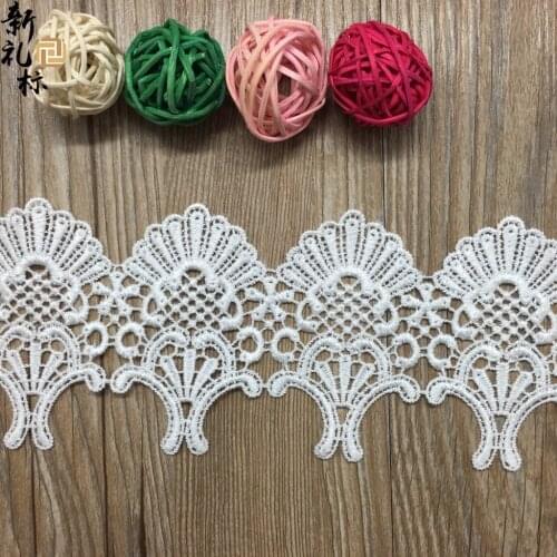 15Yards 8cm Embroidered Polyester White Scallop Lace Trim French Guipure Lace Fabric DIY Sewing Supplies Clothes Trim Crafts