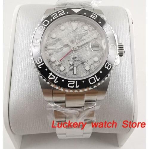 2019 New 40mm gray dial luminous saphire glass;black ceramics Bezel GMT Automatic movement mens watch-BA165