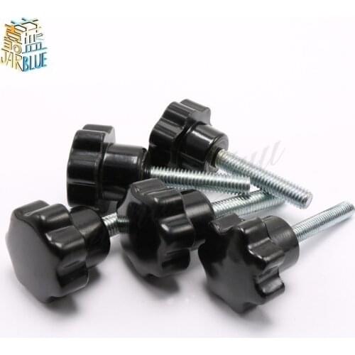 5pcs M8*16/20/25/30/40mm Bakelite Hand Tighten Screw Handle 30mm Star Hex Hand Knob Tightening Screw Wood Plum Bolt threaded