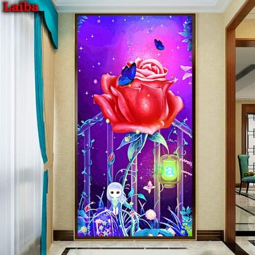 5D rhinestone pictures DIY full round diamond painting Rose girl flower cross stitch diamond embroidery mosaic home decoration