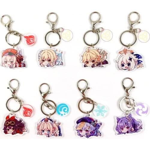Genshin Impact Man Keychain Acrylic Key Chain Anime Women Key Holder Couples Keyring Cartoon Pendant Zinc Alloy Brelok Project