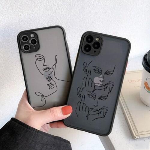 Funny Abstract Women Face Line Hard Phone Case For iPhone 11 Pro Max 12 Pro SE 7 8 Plus XR XS Max X Kiss More Often Clear Cover