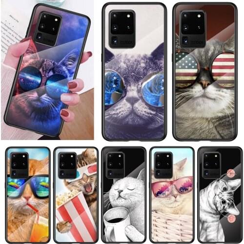 Tempered Glass Cover Cute Cat Eye For Samsung Note 20 Ultra Note 10 Lite Plus 5G Note 8 Note 9 Phone Case