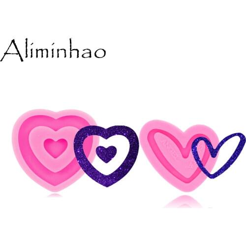 DY0417 Slanted Heart Jewelry Epoxy Mould Crafting Keychain Silicon Resin Silicone for Shiny Glossy Finish Aliminhao