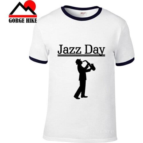 Punk Style Clothing Jazz day on 30th april Saxophone Funny T Shirt Tshirt Men Hip Hop Cotton Short Sleeve T-shirt Top Camiseta