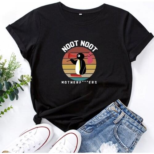 Noot Noot Pingu T Shirt Women Kawaii Cartoon Harajuku Short Sleeve T-shirt Women Vintage Cute Top Tee Shirts Femme