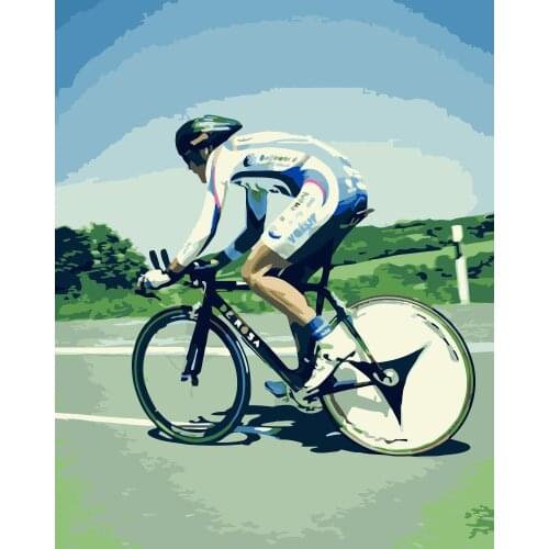 Painting By Numbers DIY Dropshipping 40x50 60x75cm Racing player road bike Figure Canvas Wedding Decoration Art picture Gift