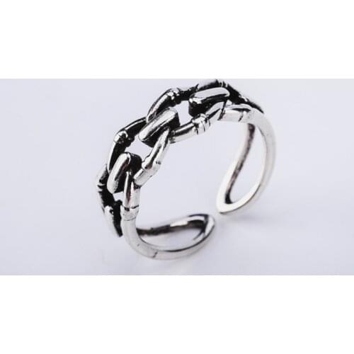 Ring For Women Females Jewelry Accessory Gift Silver-Plated Resizable Design Vintage Retro Ring 2020 New Interlock Mouth 2020