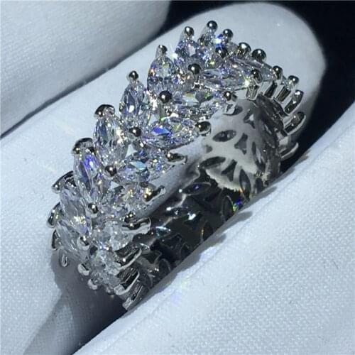Fashion Flower Finger ring 925 sterling silver AAAAA Cubic Zirconia Party Wedding Band Rings for women men Gift