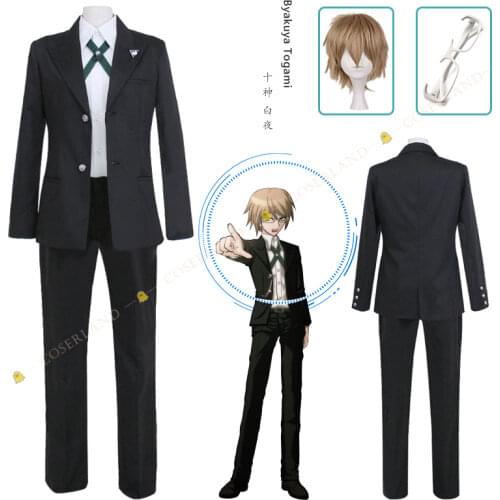Danganronpa Byakuya Togami Cosplay Costume Brown Short Wig Dangan Ronpa Men Uniform Jacket Shirt Pants Halloween Outfit Women
