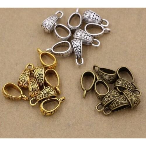 Hot ! 150pcs Antique silver / gold / bronze Zinc Alloy Triangle Pendant Connector Bail Clasps 7x17mm DIY Jewelry kl32