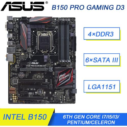 For Asus B150 PRO GAMING D3 Desktop Motherboard Socket LGA 1151 DDR3 B150 Core i7 i5 i3 M.2 SATA3 USB3.0 Used Motherboard