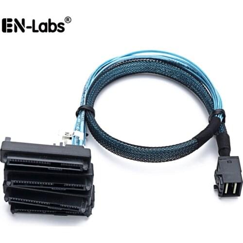 Mini SAS SFF8643 to 4x SFF8482 29Pin SAS Hard Disk Cable,SFF-8643 Host to SFF-8482 Drive Adapter Cord w/ SATA Power Port,0.5M