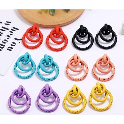 Fashion boho candy color geometric irregular statement metal hollow stud earrings for women girl gift 2020 new modern jewelry