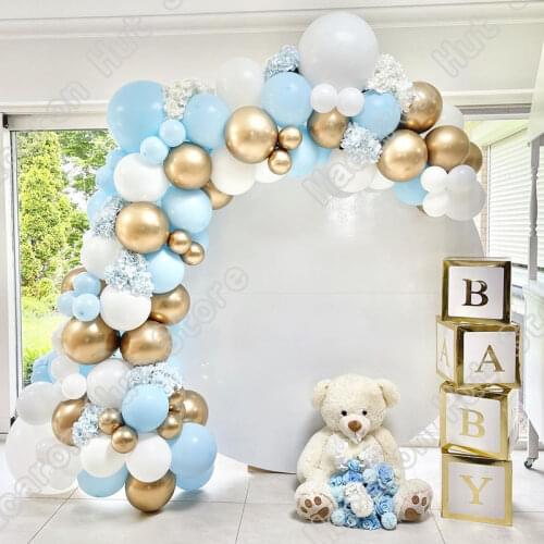 92pcs Macaron Blue Wedding Party Backdrop Baby Shower Arch Welcome Decoration Birthday Boy Golden Balloon Globos Garland Kits
