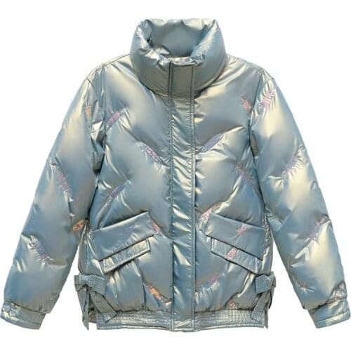 New Womens Winter Jacket Girls High Quality Stand-callor Bread Coat Casual Sequins Embroidery Warm Parkas Snow Wear Clothing