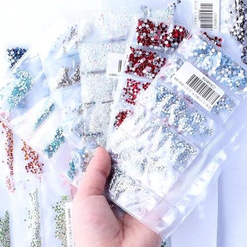 New 31 Colors 3D Nail DIY SS3-SS10 Small Sizes Glass Rhinestones For Nail Art Decoration Gems Low Shipping Cost Bulk
