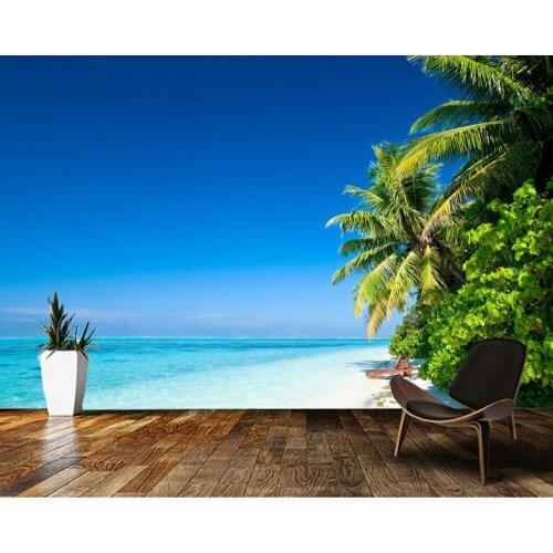 Papel de parede Beautiful landscape of tropical beach 3d wallpaper,living room tv wall bedroom wall papers home decor mural