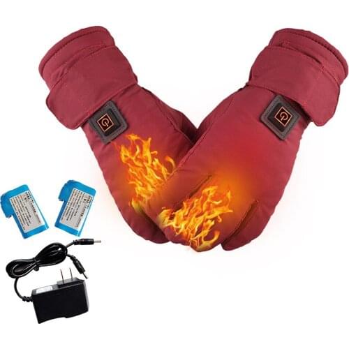Women Electrocar Scooter Heating Gloves Lithium Battery Powered Rechargeable Heated Gloves Waterproof Touch Screen Warmer Warm