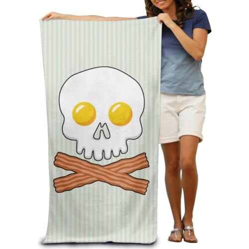 Egg And Bacon Skull Crossbones Towel Surf Beach Wetsuit Bath Activities Adults Men Women Swimming Resort Gym Sports Washcloth