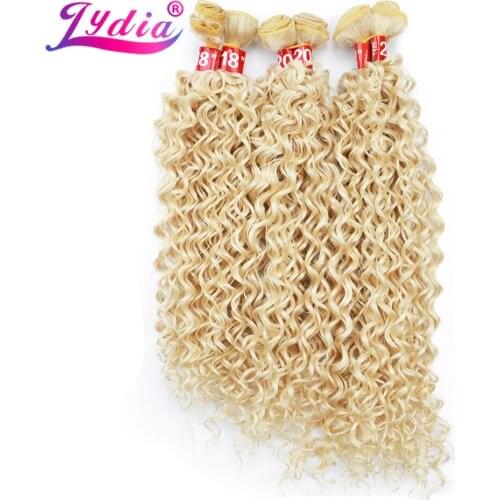 Lydia Hair Bundles Synthetic Sew in Wave Hair Extensions Blonde 6pcs/Pack Kinky Curly Weaving Hair Wefts For Women 220g/Pack