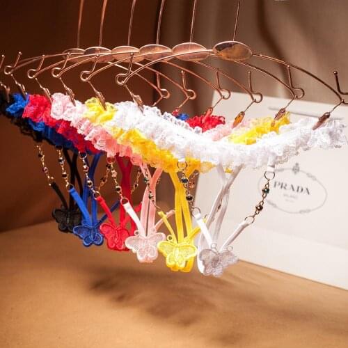 Sexy Women Open Crotch Hollow See-through Lace Thongs Erotic Underwear Mini Micro Bikini T-back Panties Briefs Tanga Underwear