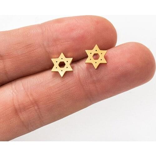 2019 New Mini Star of David Stud Earring Fashion Golden Stainless Steel Hexagram Studs Earrings Womens Simple Jewelry Gift