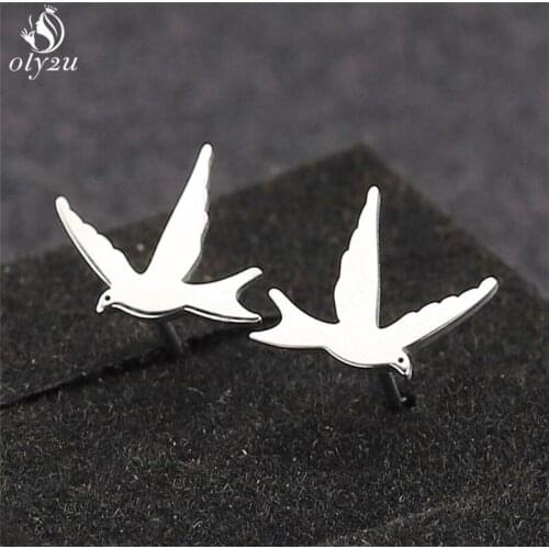 Lovely Stainless Steel Swallow Small Earrings Studs Delicate Stainless Steel Paper Crane Dove Birds Jewelry for Women oorbellen